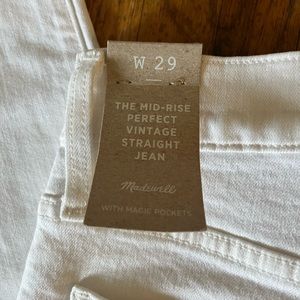 Madewell mid-rise perfect vintage straight jean 29 tile white NWT